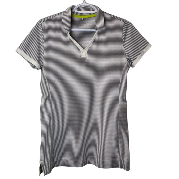 Nike grey/white striped V-neck shirt size M - Picture 1 of 4